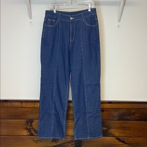 NWT Amazon‎ Dark Wash Wide Leg Classic Blue Denim Jeans- M